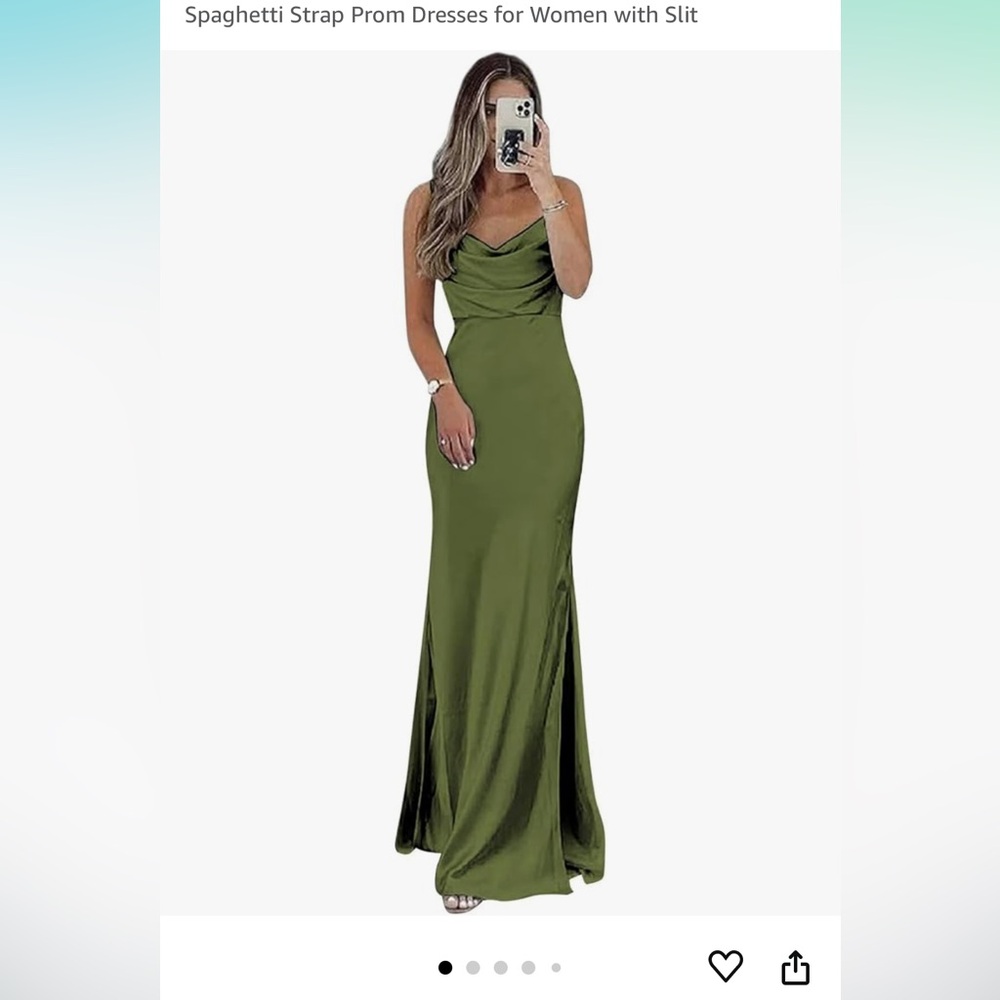 Satin bridesmaid dress olive green